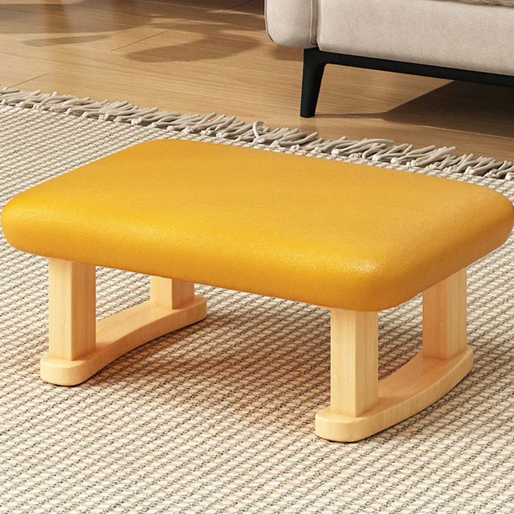 

Yellow Floor Pedicure Stools Wooden Design Lounge Living Room Cheap Foot Rest Under Desk Light Simple Sgabello Home Decoration