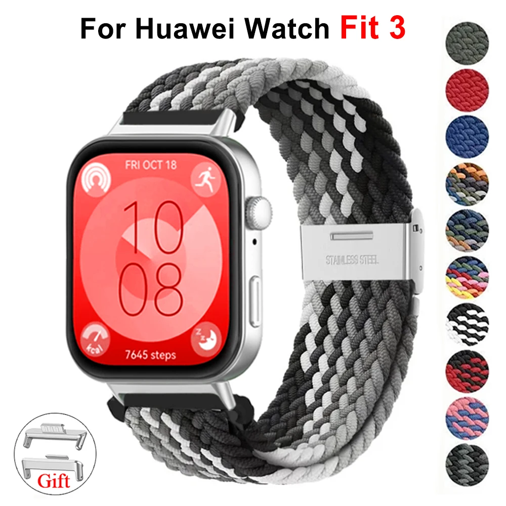 Braided Correa for HUAWEI watch fit 3 strap 2024 accessories wrist replacement belt Nylon elastic bracelet for HUAWEI fit3 band