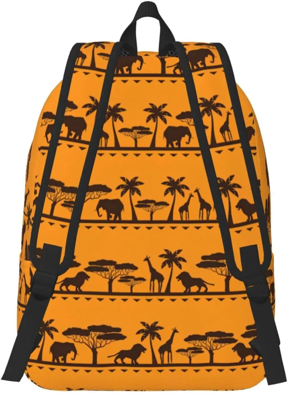 African animals Fashionable canvas backpack, lightweight casual, fit for multi-functional daily travel bags