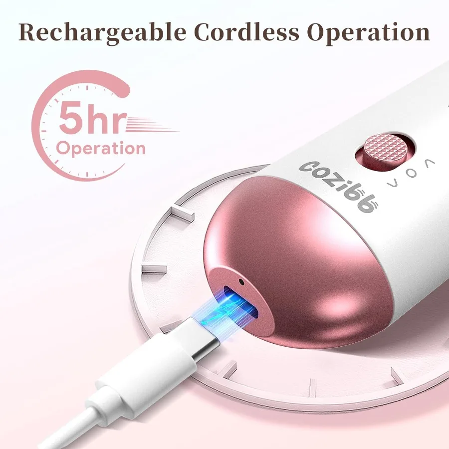 Electric Nail Drill 8in1 Cordless Electric Nail File with LED Light 5 Speeds Rechargeable Manicure and Pedicure Kit Hand Foot