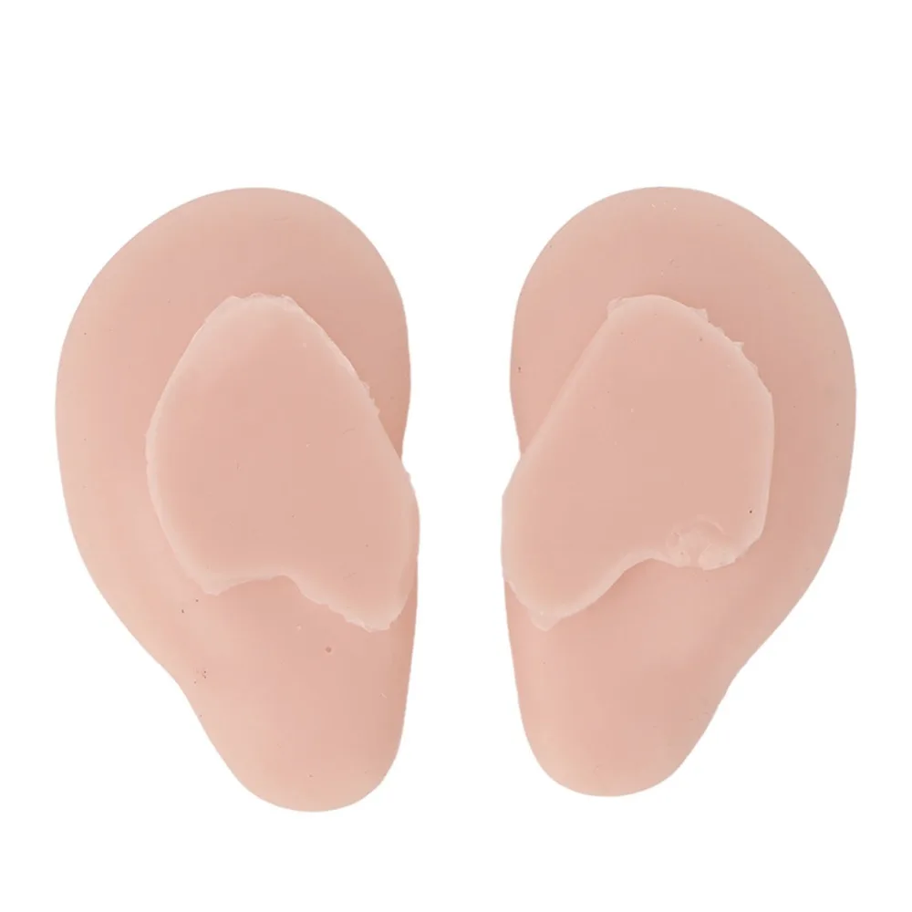 1 Pair Flexible Material Silicone Ear Model Soft Touch Silicone Model Simulation Ear Model Skin Tone Color Ear Piercing Model