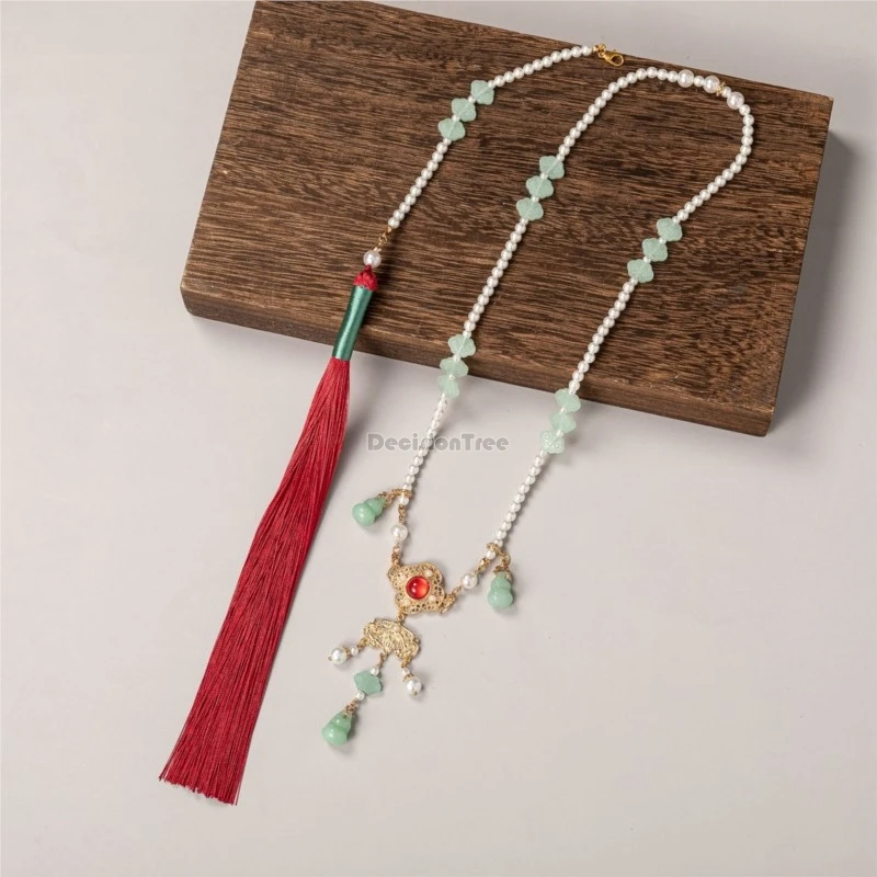 2026 new original ming dynasty long tassel yingluo ancient style hanfu necklace women's chinese style ancient cheongsam necklace