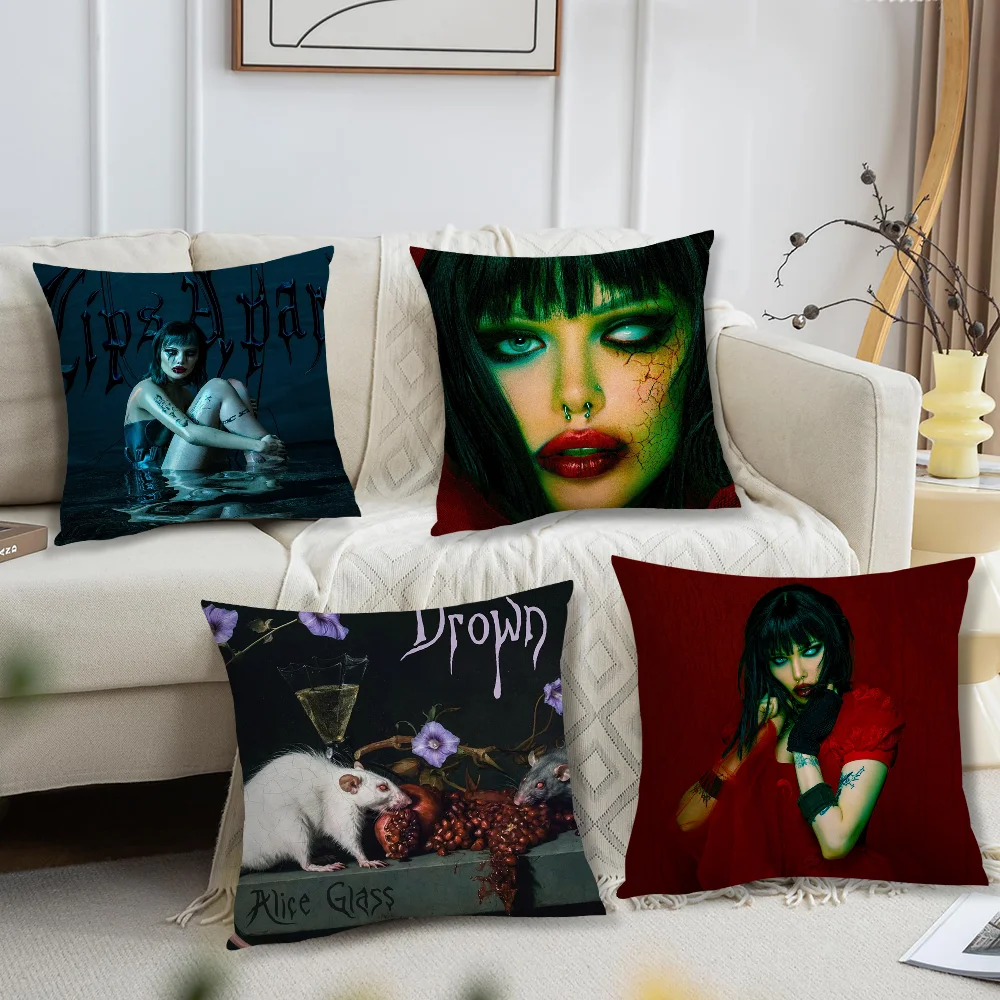 singer Alice Glass Drown  cushion cover Accessories Square Cushion Room Bedroom Headboard Sofa Living Backrest Car Nap Time