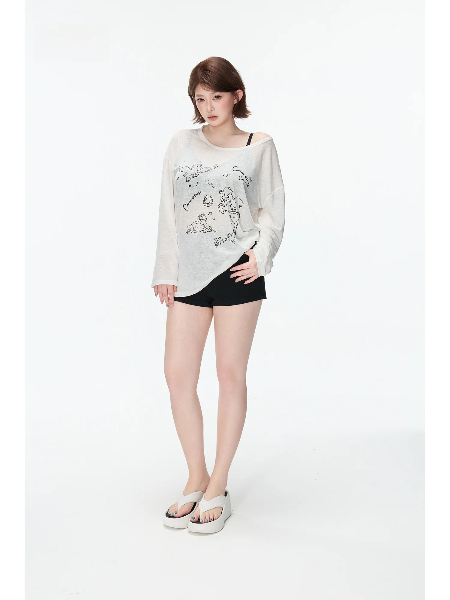 

Свободная женская футболка с длинным рукавом для защиты от солнца, простой стиль, стандартная длина, ткань лайкра, весенний сезон