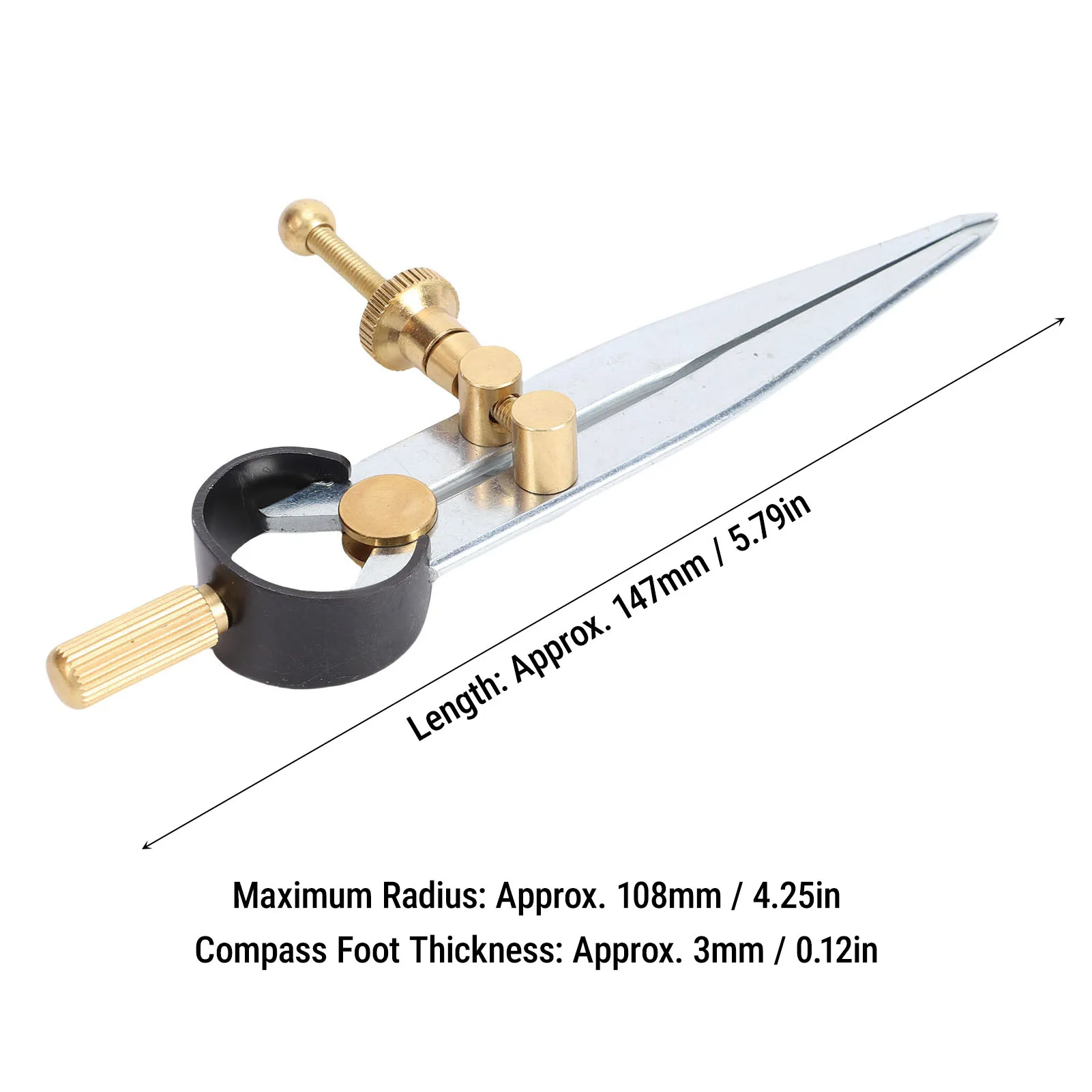 Spring Wing Divider Caliper  Lockable 4in Steel Leather  Creaser Drafting  Tool for Woodworking Metalwor