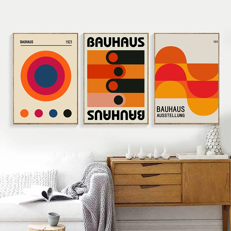 Bauhaus Colourful Art Abstract Poster Medieval Vintage Exhibition Aesthetic Canvas Painting Bedroom Kitchen Decorative Wall Art