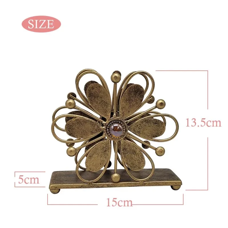 النمط الأوروبي الحديد المطاوع Floret حامل المناشف الورقية المطبخ مطعم المنزل سطح المكتب منديل تخزين الحلي الزخرفية #3