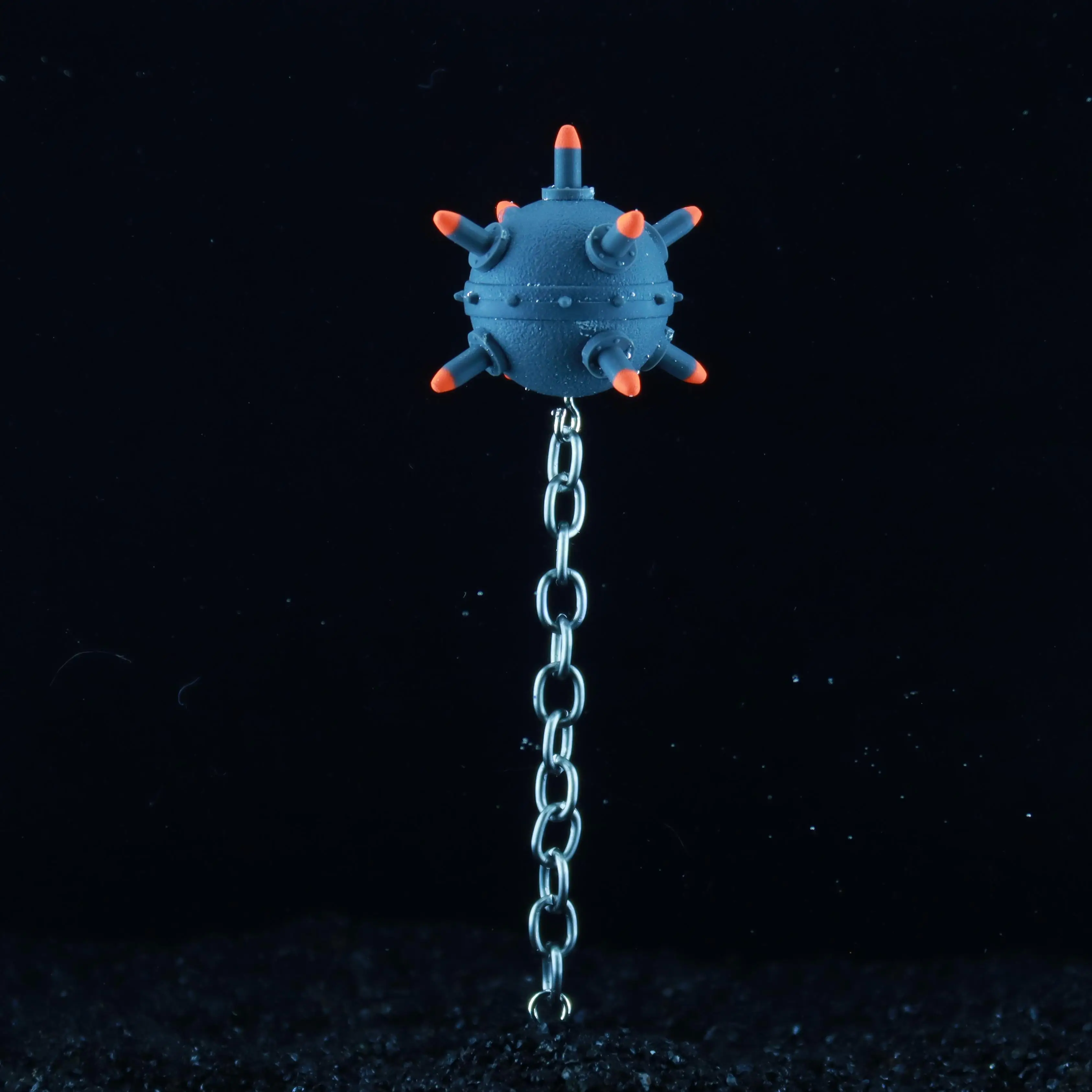 Spherical Floating Aquarium Decor with Suction Cup & Chain, Fluorescent Orange Tips, Durable Plastic Fish Tank Ornament for