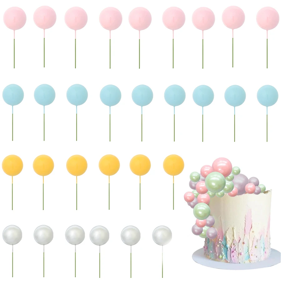 

32Pcs Colorful Ball Cake Toppers Mini Balloon Cupcake Card Flag Wedding Birthday Party Cake Decor Baby Shower Dessert Supplies