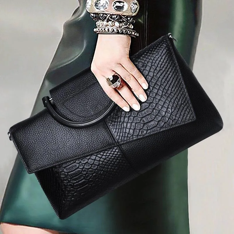 

Crocodile handbag, ladies luxury messenger bag, fashion PU leather clutch bag, large-capacity shoulder bag, fashion banquet bag.