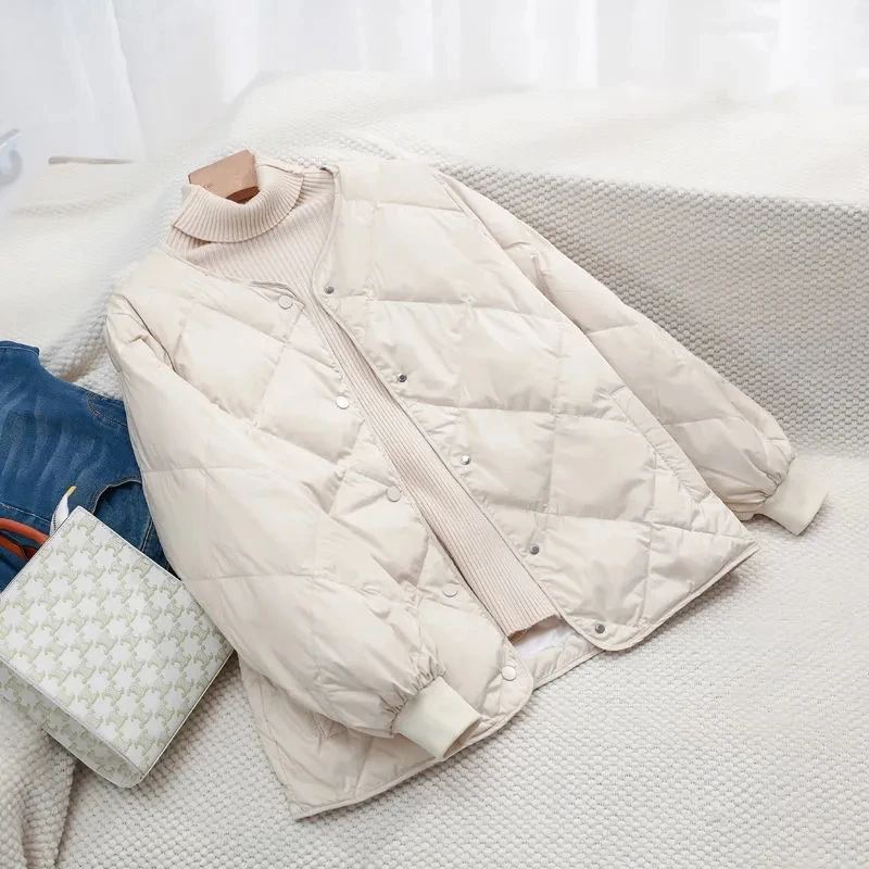 New Autumn Winter Lightweight Women Warm Short Parka Women Casual Solid Loose Puffer Stand Collar Cotton Padded Outwear