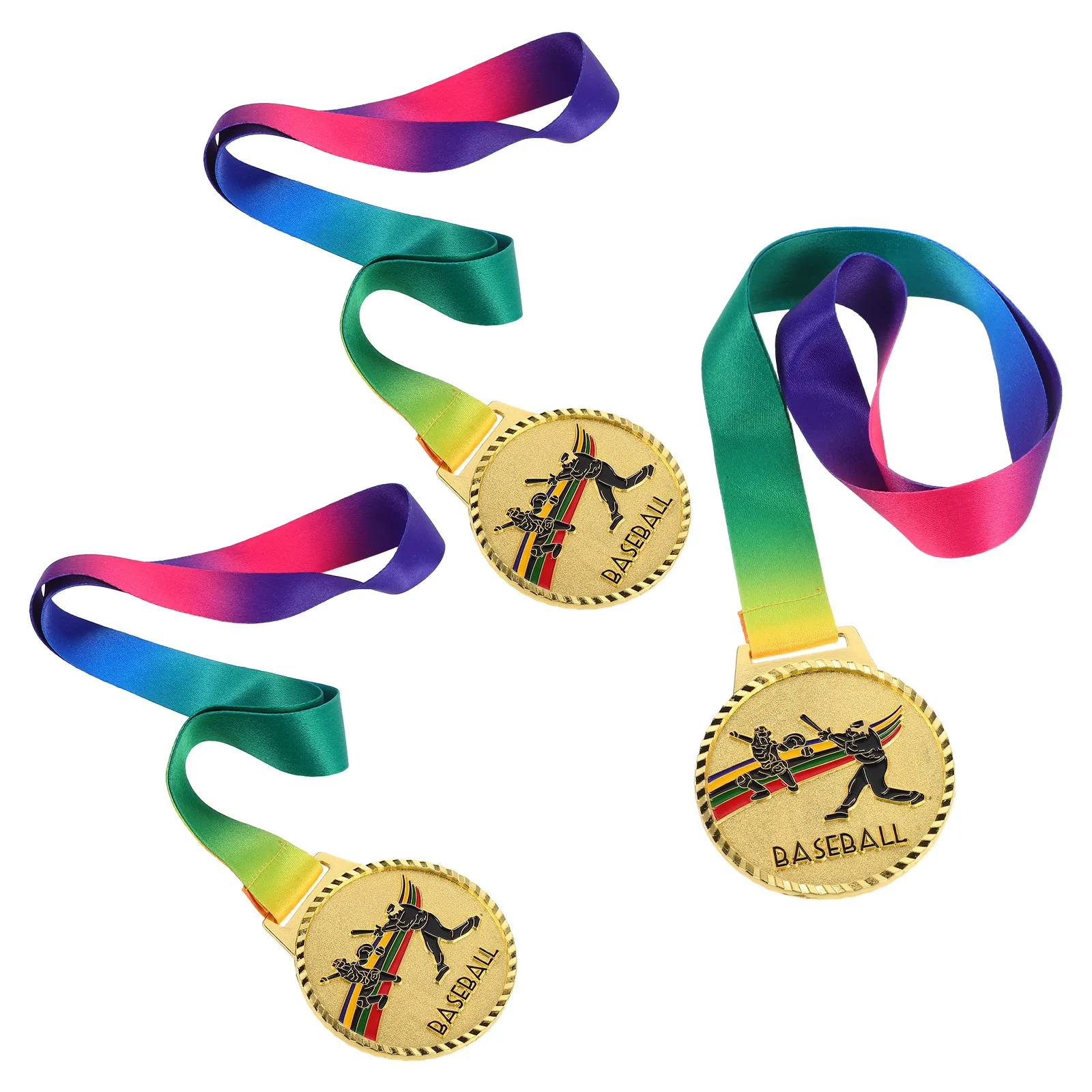 3pcs Gold Baseball Medals – Sturdy Metal Sports Awards for School Sport Day, Tournament & Celebration