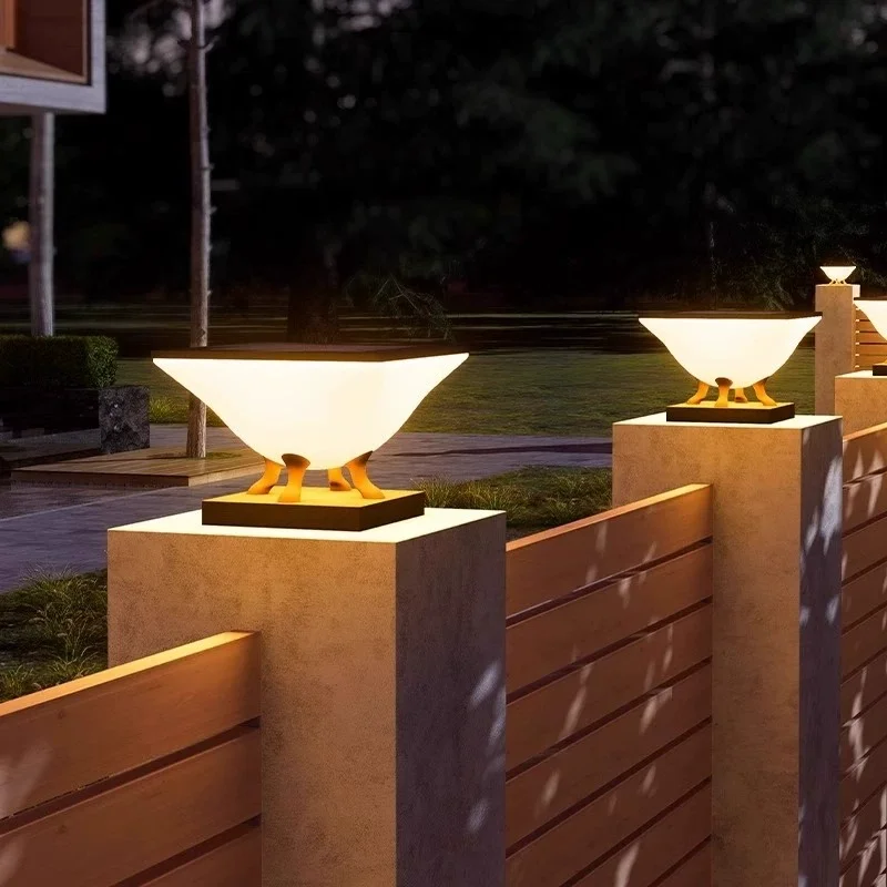New Style Column Head Lamp - Gate Lamp Solar Wall Lamp Gate - Post Lamp LED Outdoor Waterproof Courtyard Garden Column Top Lamp view 4