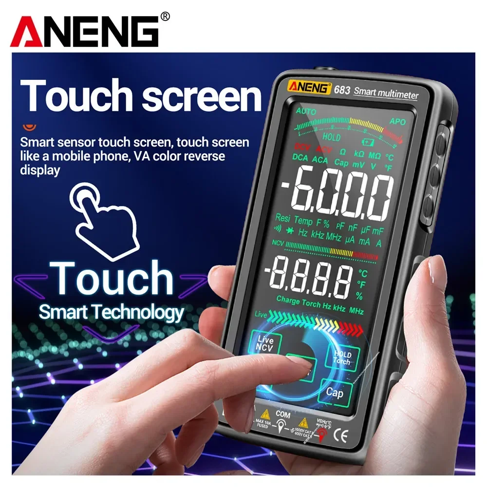 ANENG 683 Smart Multimeter High-end Touch 6000 Counts Multimetro Test Rechargeable Multites/DC Voltage Ohm Diode Tester For Tool