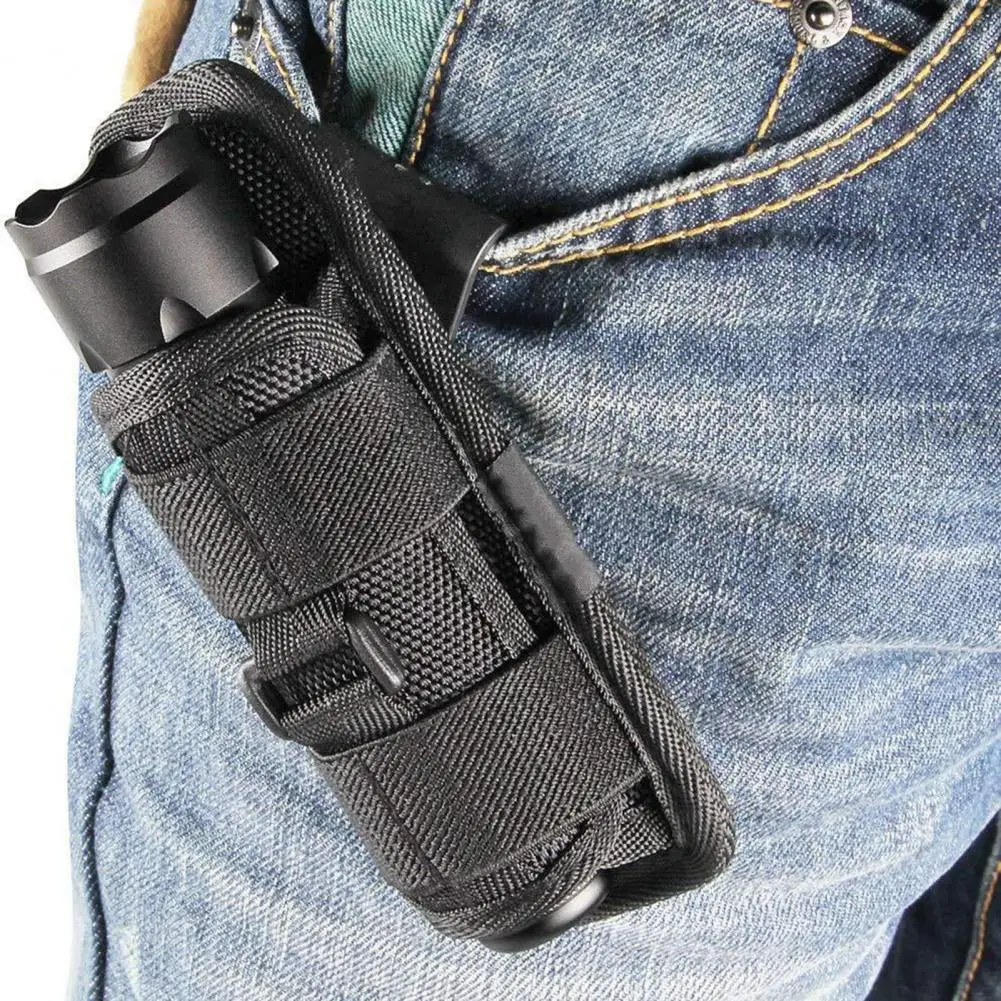 Flashlight Holster 360 Degree Rotatable Nylon Hiking Molle Flashlight Pouch Holster Torch Case Outdoor Supplies