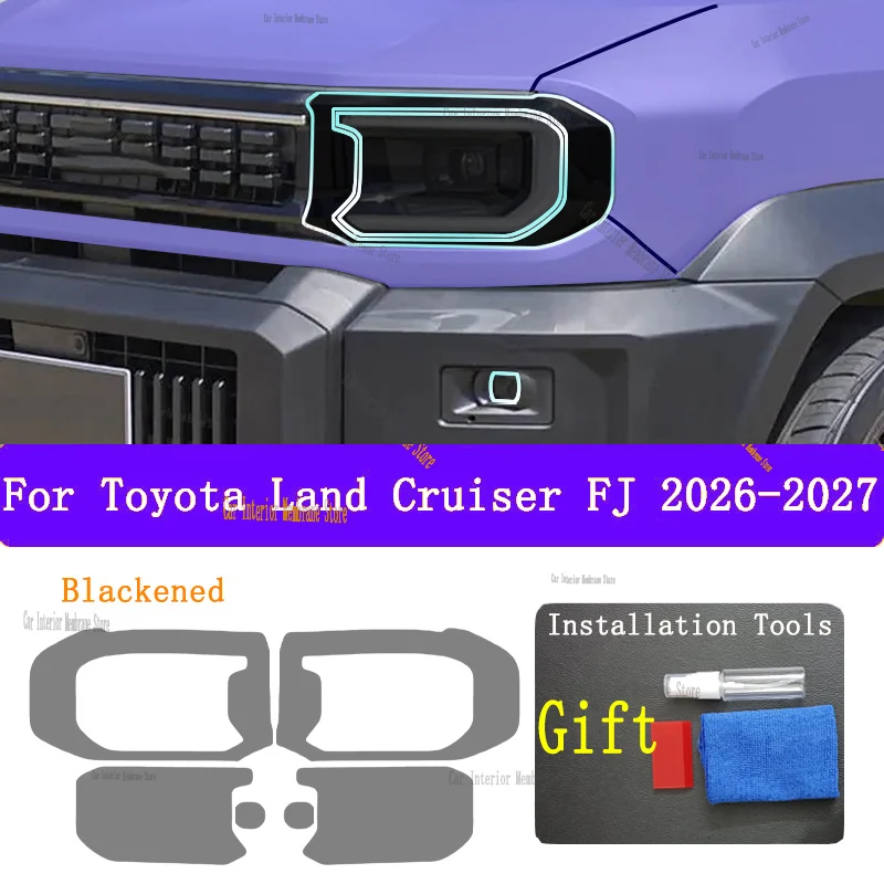 トヨタ・ランドクルーザーfj（2026-2027年式）用。外装ヘッドライトの傷防止フィルム、ヘッドライトの色、修理部品、ステッカー。