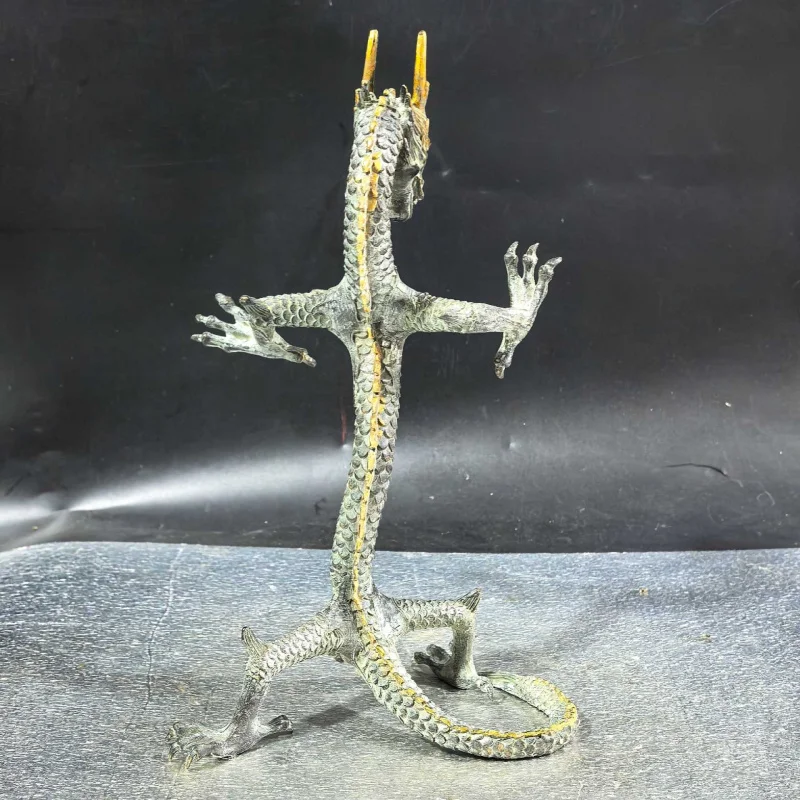 Bronze Standing , Ascending , Flying Dragon - Majestic Zodiac Animal Ornament for Living Room and Office