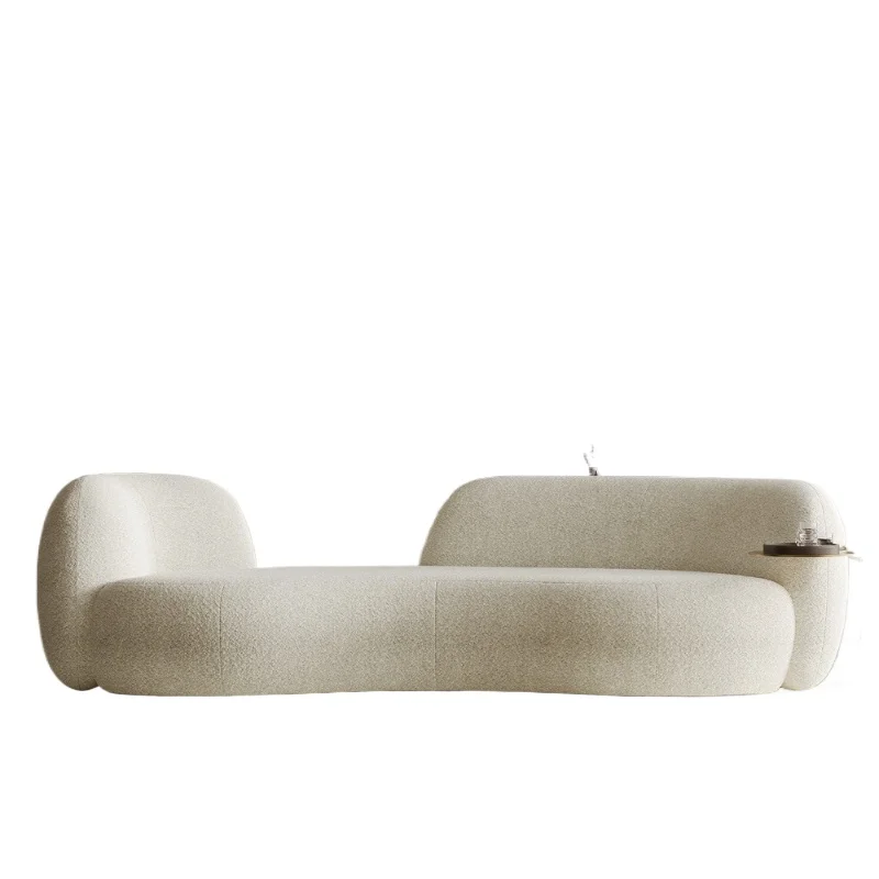 

Cream wind curved lamb wool sofa, living room 2025 new simple and modern