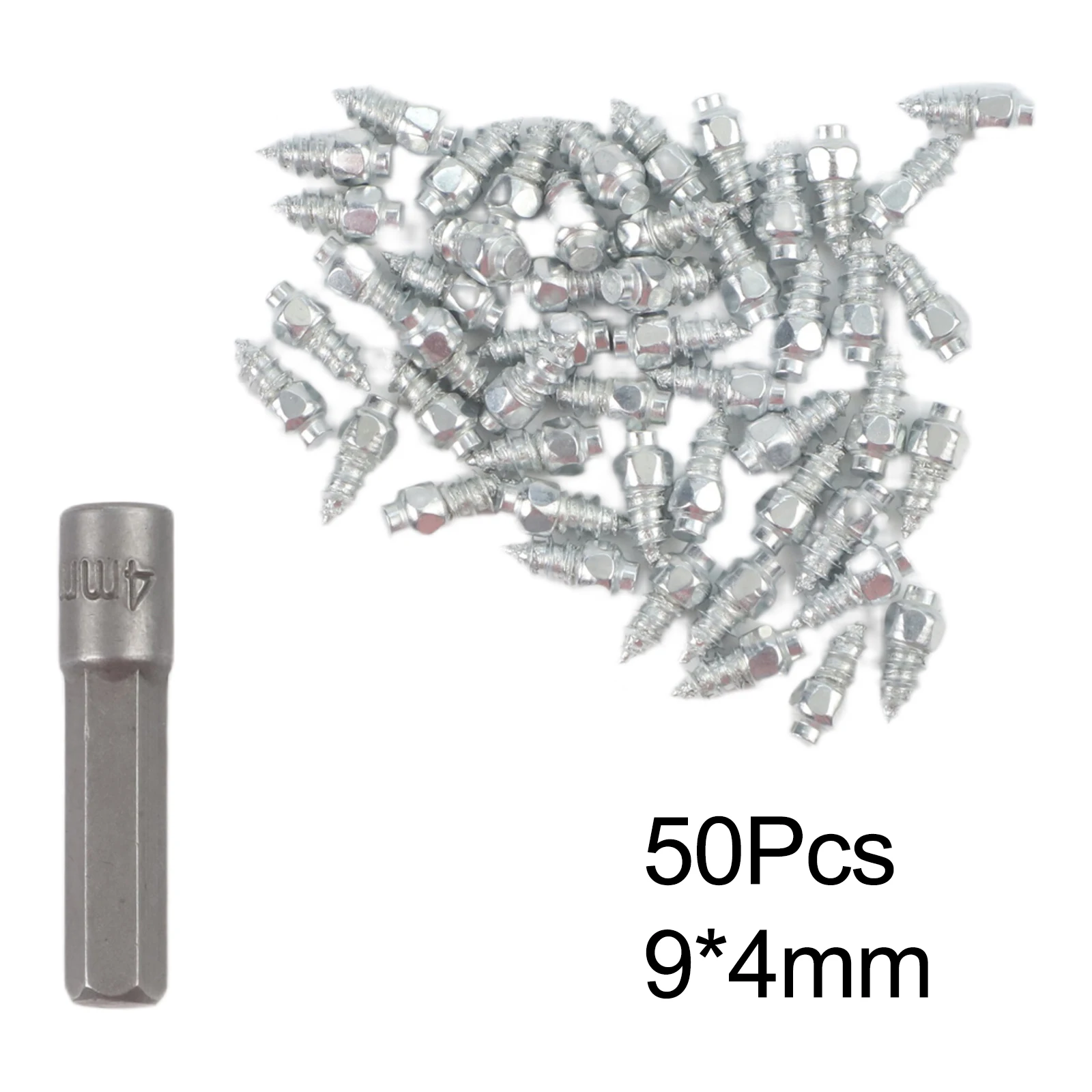 50PC Tire Carbide Screw Spikes Skid Nails Anti-Slip Cleats For Car Motorcycle Snow Tire Spikes-Stud Screws 12x4mm 9x4m With Tool