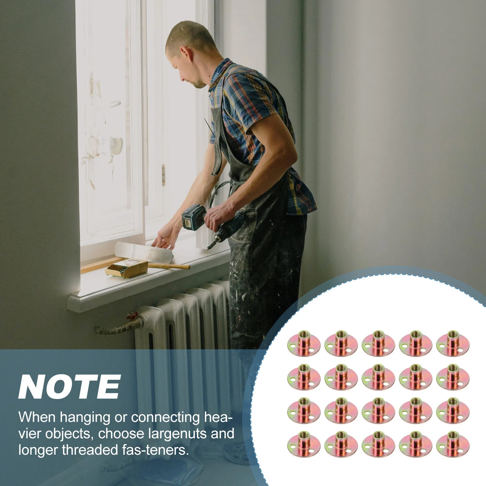 

20Pcs M10 Round Plate Three Hole Nuts Premium Durable Furniture Installation Indoor Outdoor Use Professional Long Service Life