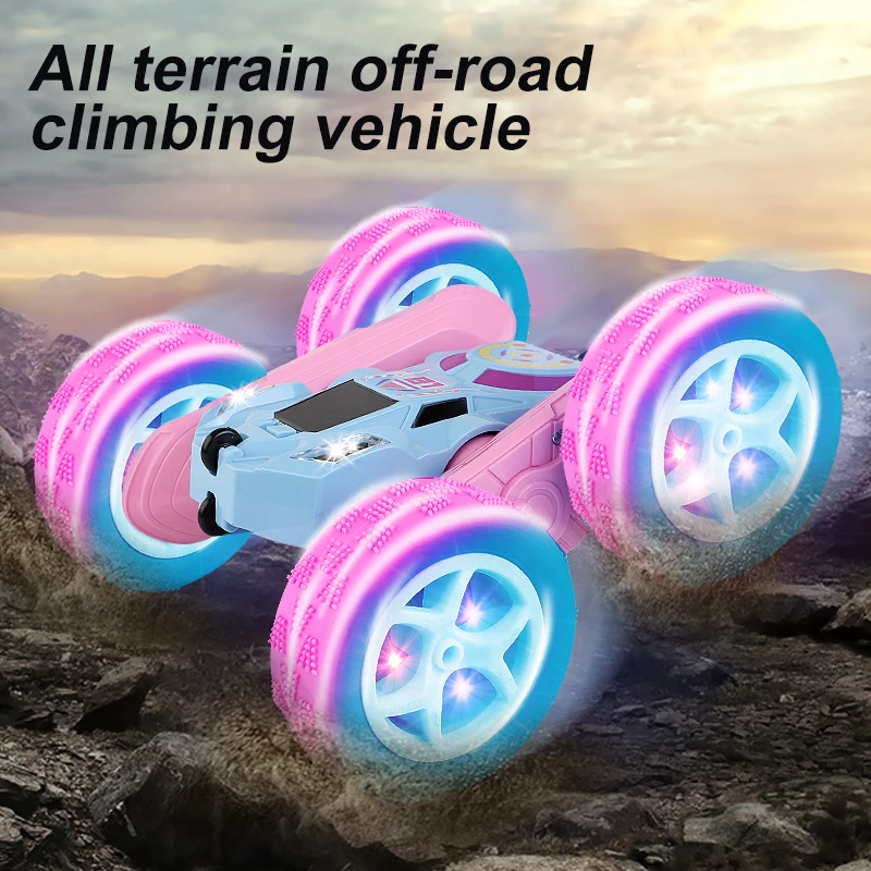 Lighting double-sided stunt car remote control car 360 degree high-speed rolling car 2.4G children's toy car RC car