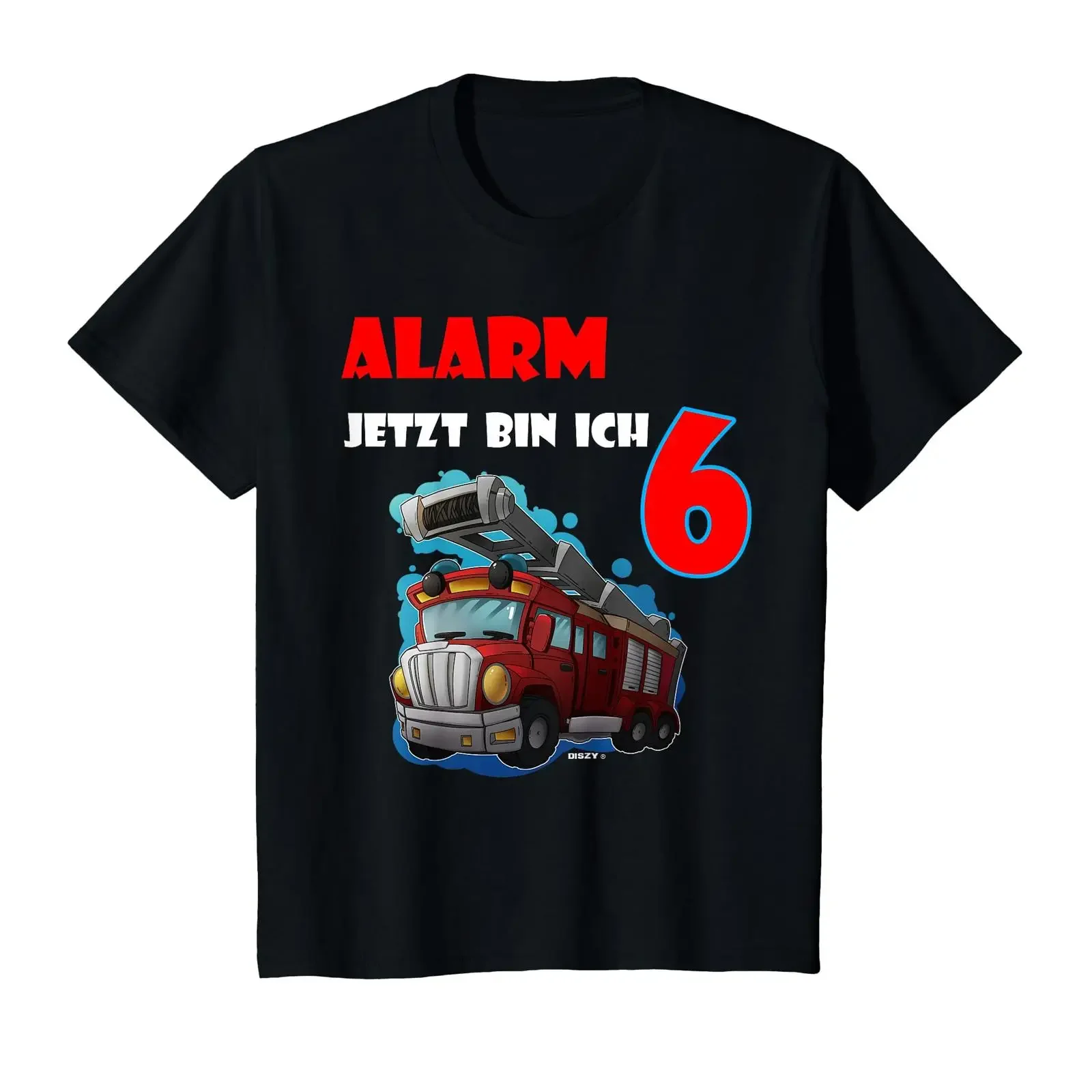 Alarme avec inscription Jetzt Bin Ich 6 pompiers T Shirt vintage Washed Top For Everyday Wear Slightly graphic Casual