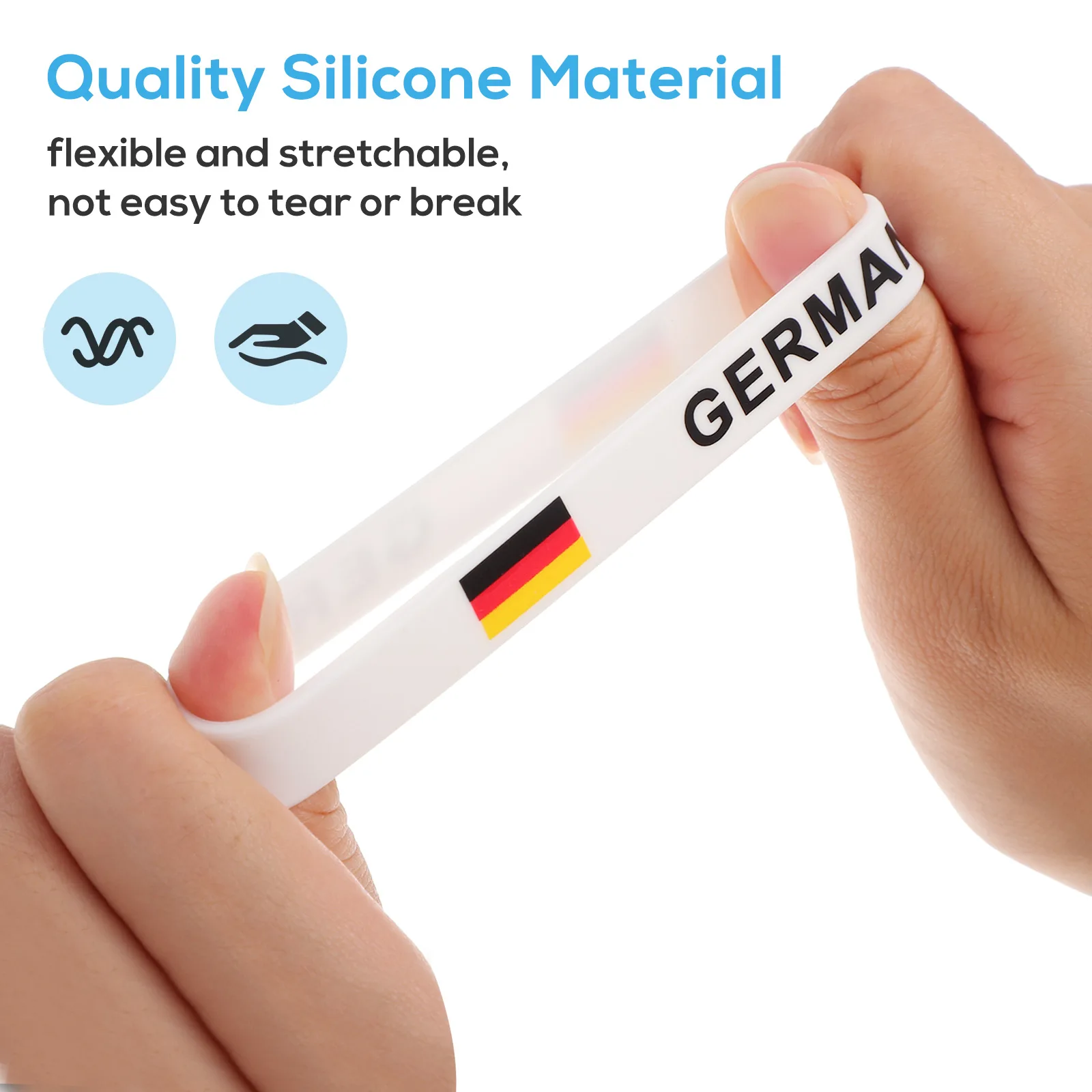 

10 pcs Eco-Friendly Country Flag Printed Silicone Wristbands Durable Comfortable Sports Football Match Germany Wearing