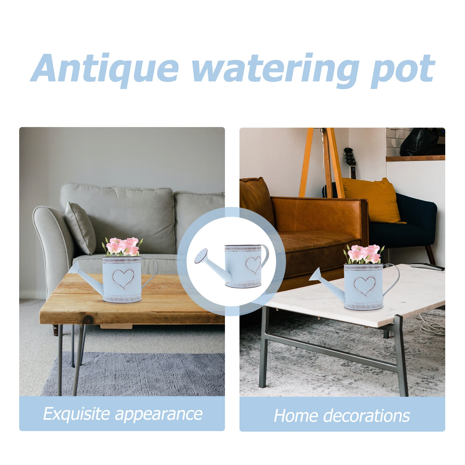 

1PC European Vintage Style Watering Can Rustic Iron Flower Pot Leaf Pattern Decorative Garden Decoration for Balcony Home Iron
