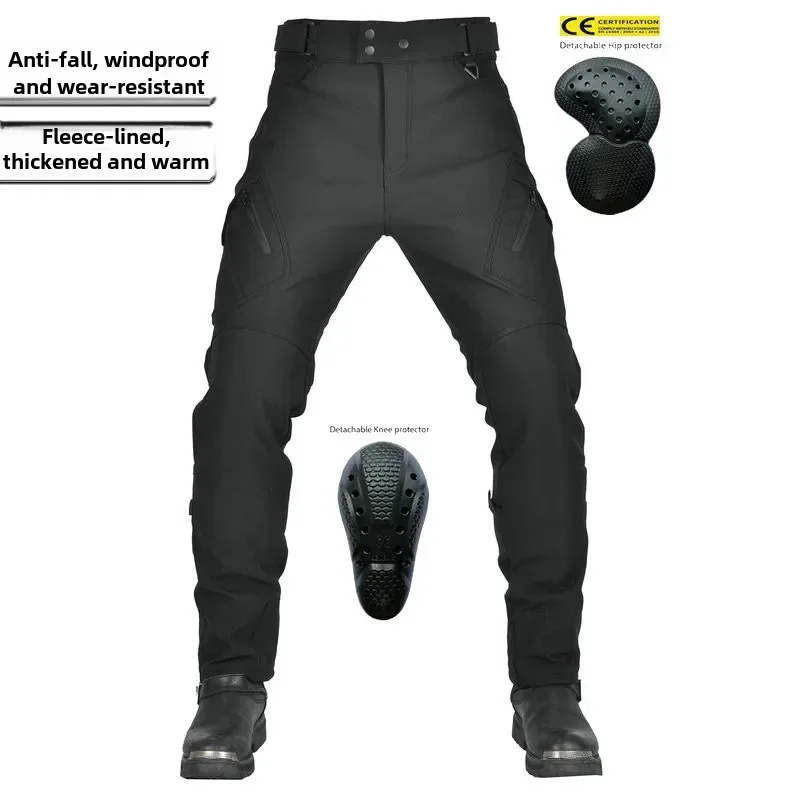 VOLERO Motorcycle Pants Men's Winter Anti-fall Riding Pants Waterproof Fleece Thickened Windproof High-waisted Motorcycle Pants