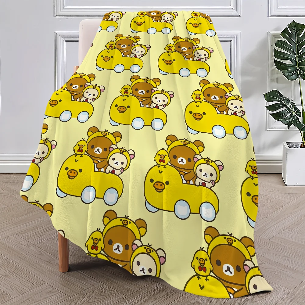Cartoon Cute R-Rilakkuma-s Bear Blanket Plush Nap Sofa rug for Living Room Warm Office Bedroom Birthday Home Travel Kid Gifts