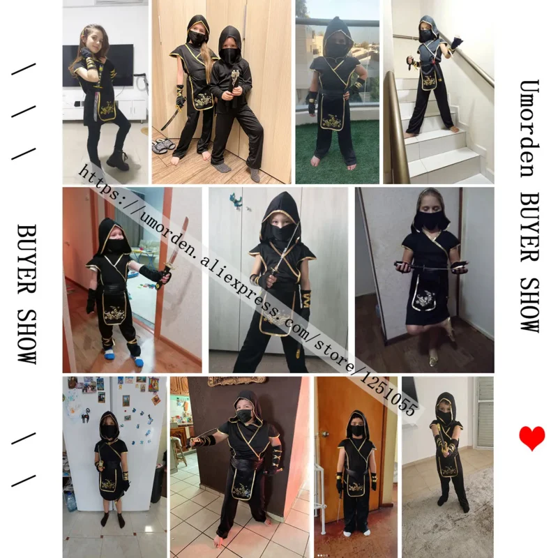 Niños Niño Japón Samurai negro oro ninja niña disfraz cosplay para niñas carnaval Purim disfraces de Halloween vestido de lujo 3-4t 4-8y