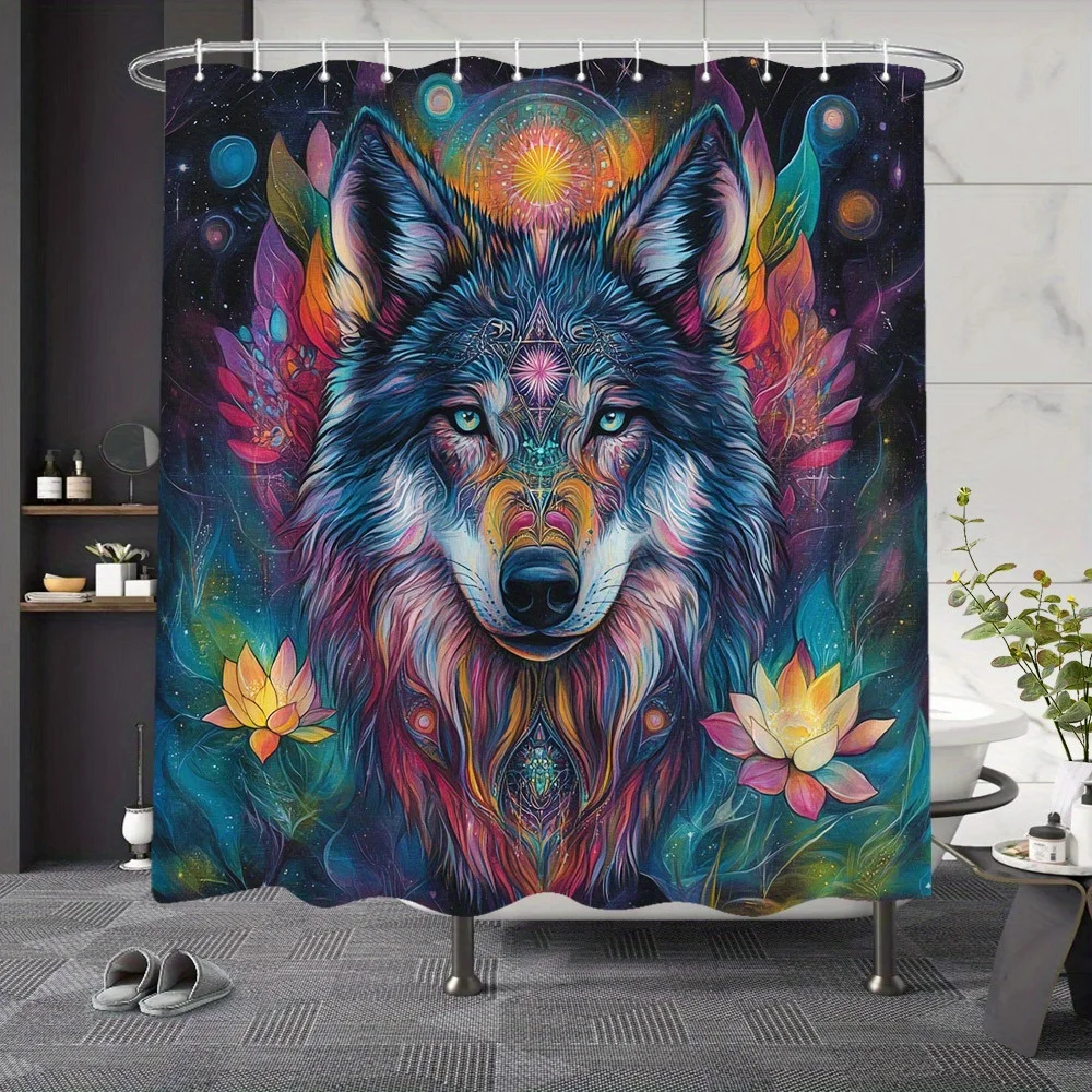 

Занавеска для душа на тему волка - занавеска для душа с художественным животным принтом, модная домашняя занавеска с тотемом животных, четырехсезонное украшение для ванной комнаты