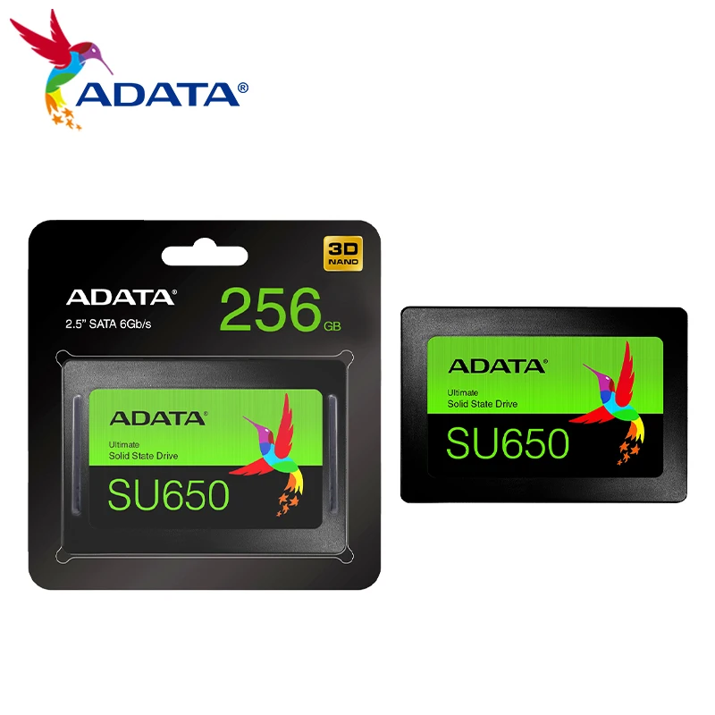 ADATA ภายใน SSD SU650 SATA 256GB 512GB สูงสุด520เมกะไบต์/วินาที SATA3.0 TLC 3D NAND สถานะของแข็งไดรฟ์ SSD สำหรับโน๊ตบุ๊คเดสก์ท็อป