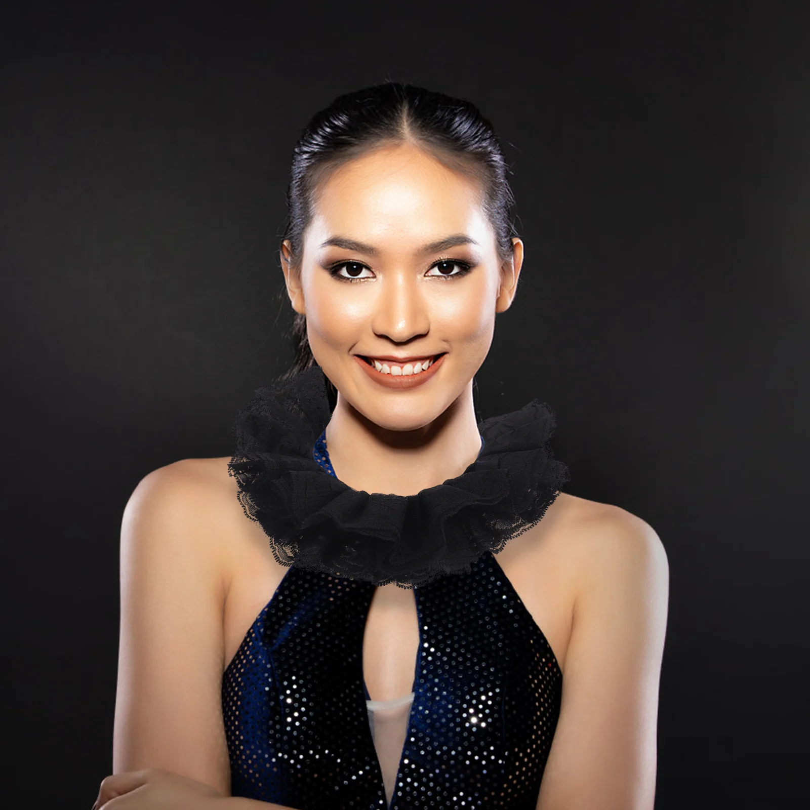 1 مجموعة الدانتيل طوق الأصفاد خمر كشكش العنق انفصال المعصم الأكمام للنساء الفيكتوري زي اكسسوارات حفلات الزفاف #1