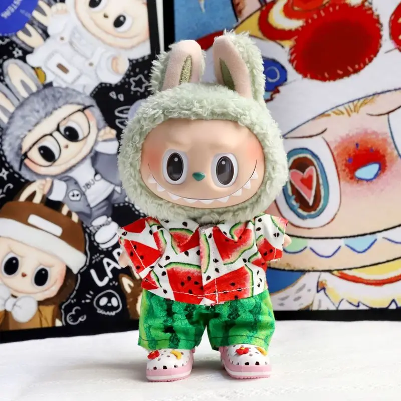 

Suitable For 123rd Generation Labubu Doll Pendant Baby Clothes Around The Matching Clothing Watermelon Set Without Dolls