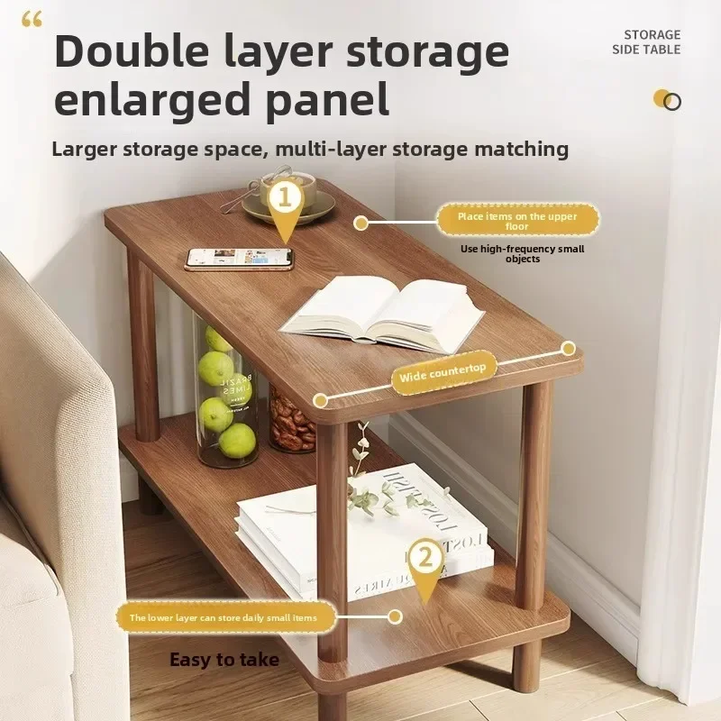 Exquisite Minimalist Sofa Side Table Simple Double-layer Coffee Table Small Table Small Apartment Bedside Table Rack