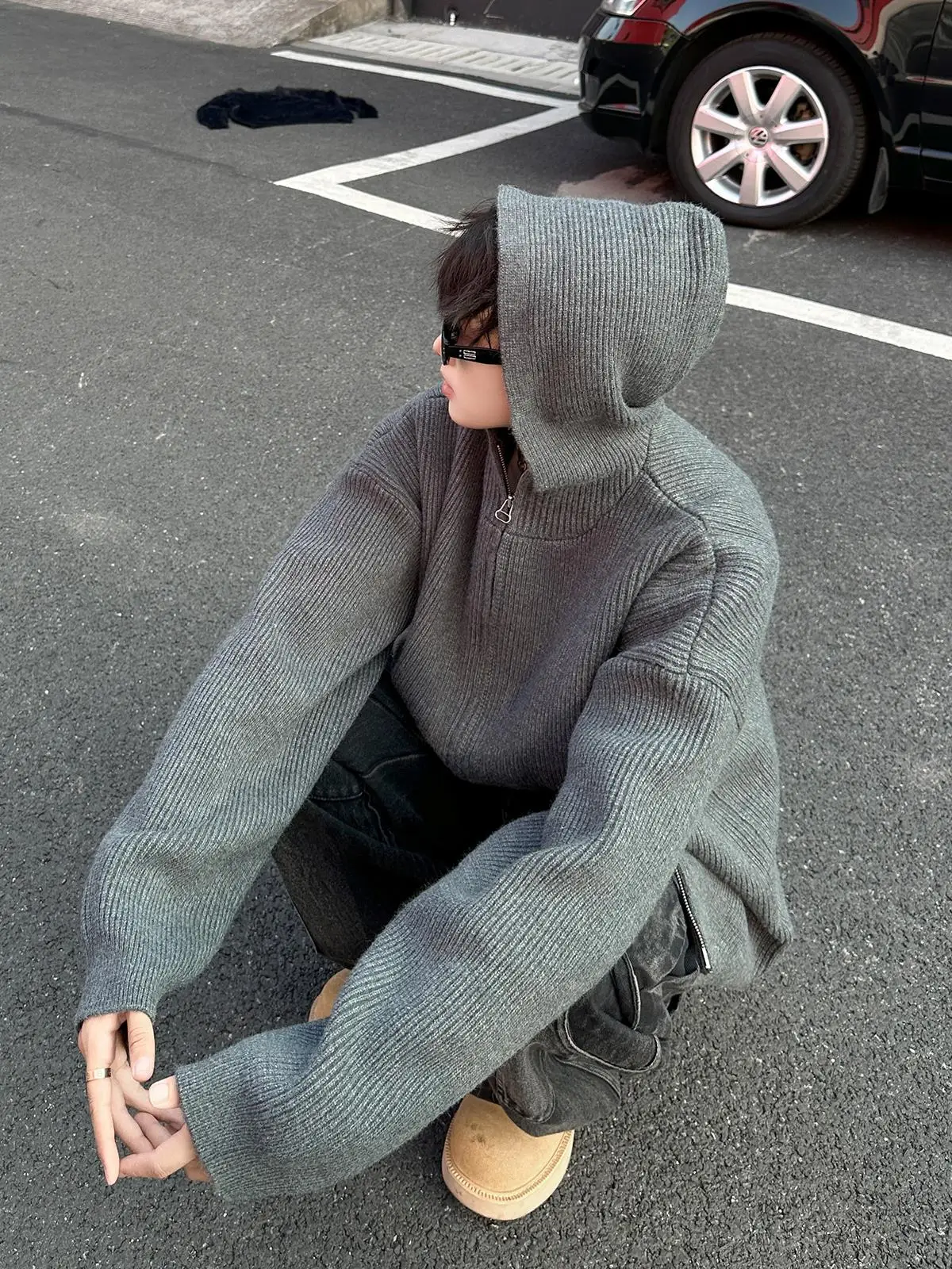 

Мужской осенний кардиган-свитер с капюшоном в стиле ретро, высококачественный свободный вязаный кардиган, повседневная верхняя одежда с длинными рукавами