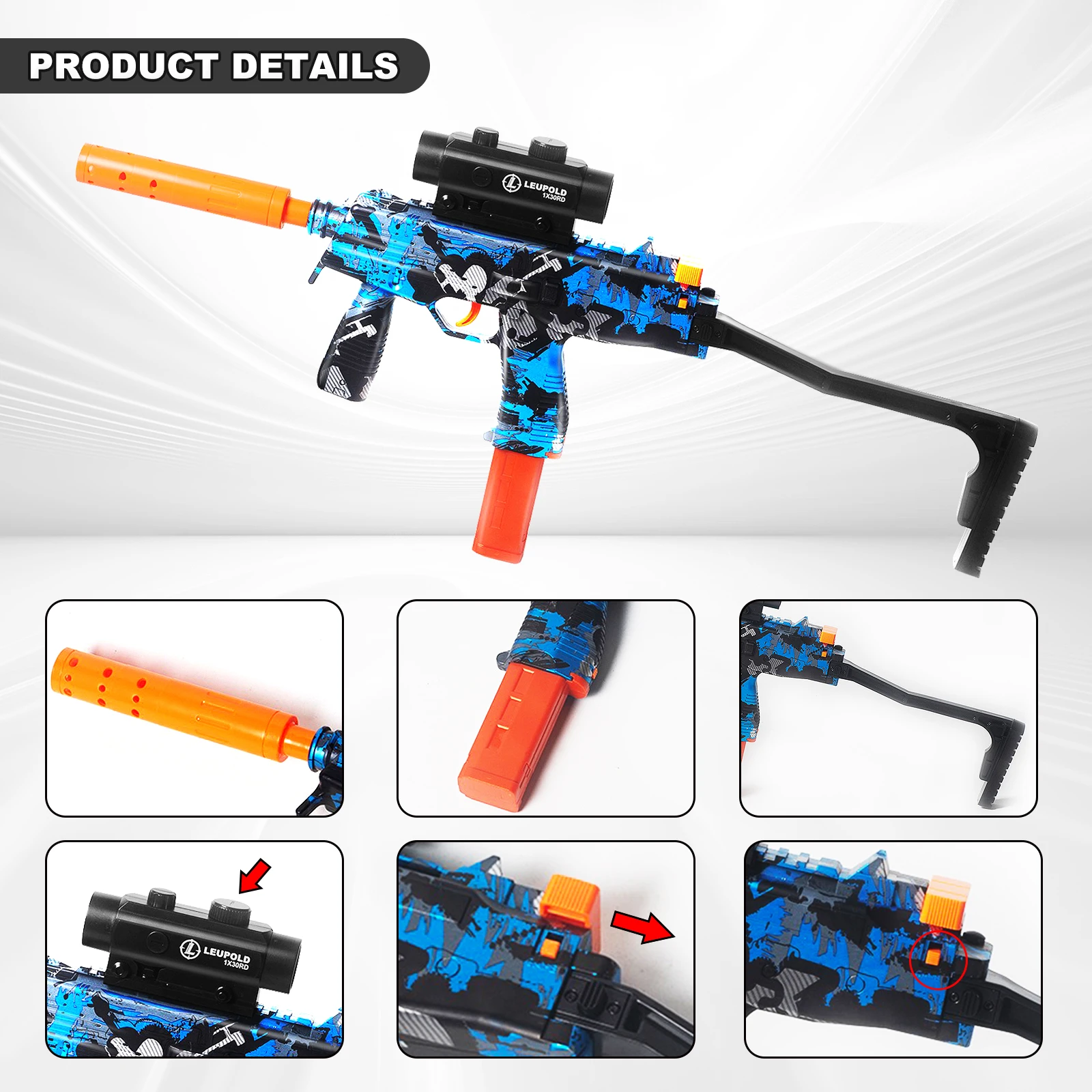 Gel Toy Gun Blaster Automatic, Electric Splatter Ball Toy Gun with Glasses, Fun Shooting Games(Without water bead)