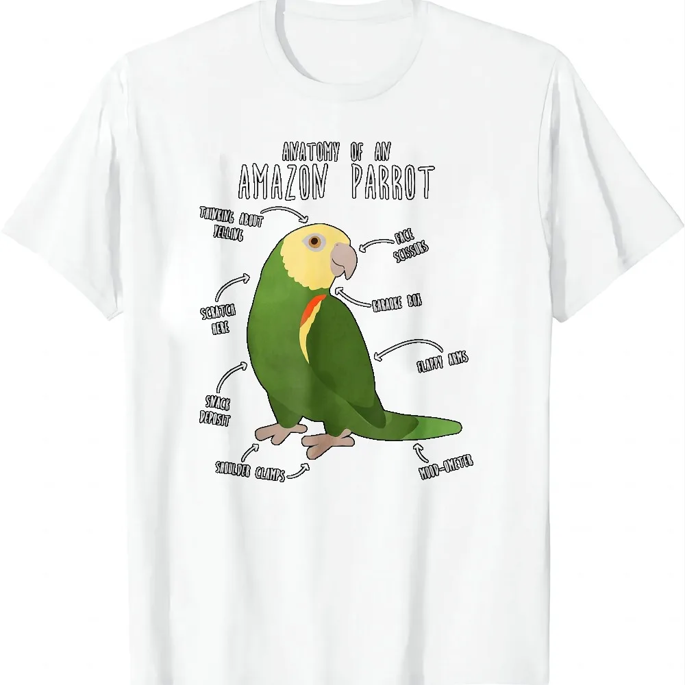 Amazon Parrot Anatomy, Cute Funny Pet Double Yellow Bird T-Shirt Couple Y2k Individuality Printed T-shirt
