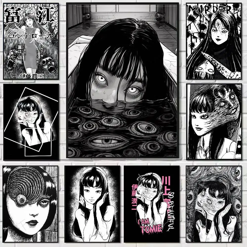 J-Junji Ito T-Tomie Retro Cool Girl Poster 	 High Quality Wall Art for Home Office Bedroom Living Room Hallway Bar Perfect Gift