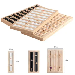 Natural Wood Square Earrings Rings Display Tray Jewelry Storage Plate Store Exhibitors Counter Showcase Props