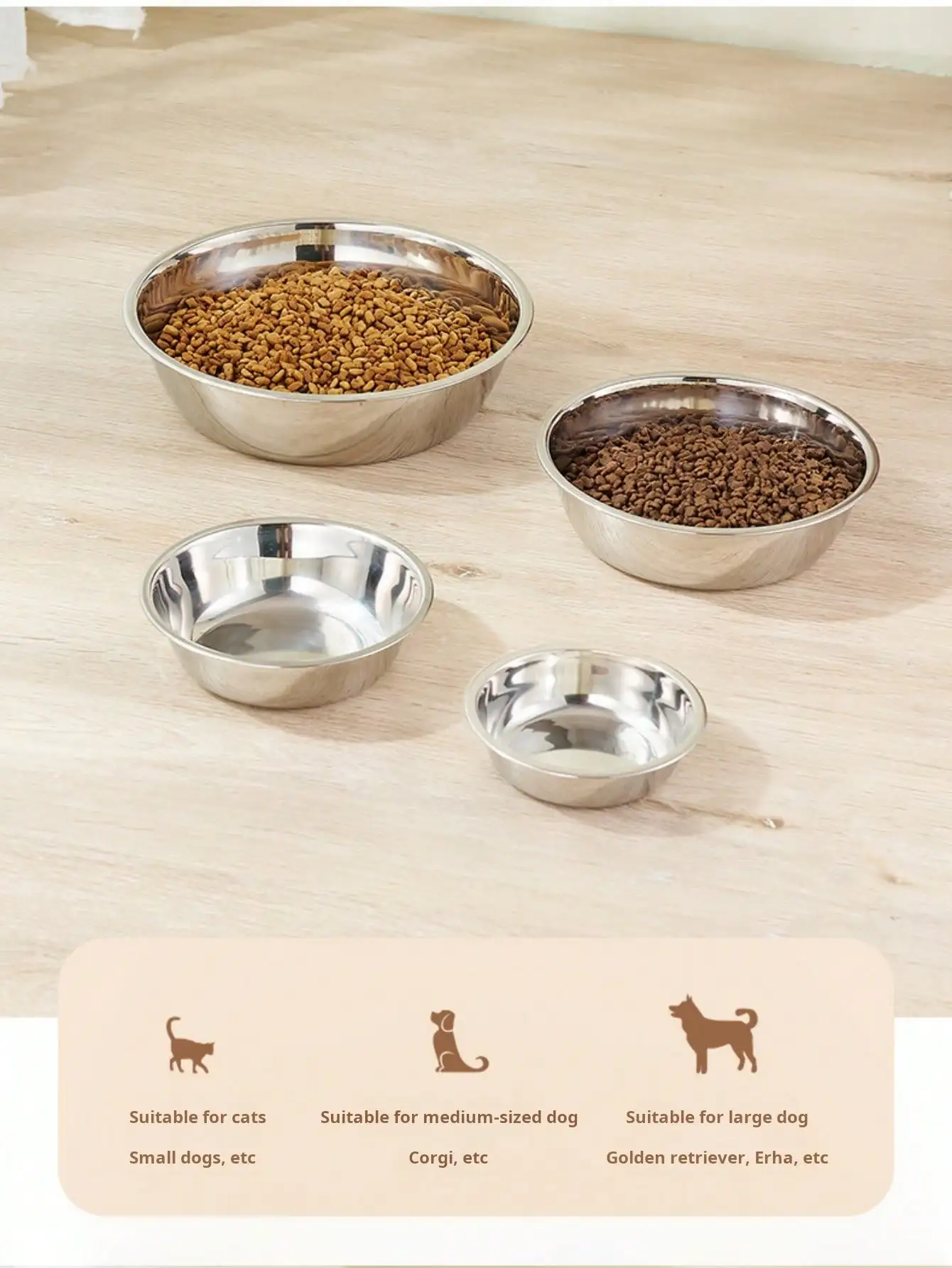 

1pc/2pcs/4pcs Stainless Steel Cat Bowl, Dog Bowl, Pet Bowl, Pet Feeding Bowl, Pet Supplies, Pet Bowl Liner, Cat Food, Dog Food Basin, Easy To Clean, Anti Fall, Anti Bite, Durable.