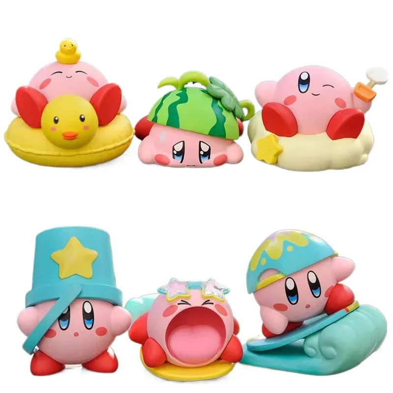 6pcs/Set Kirby Cartoon Anime Games Figure Pink Kirby Waddle Dee Doo Cute Collect Mini Toys Dolls Action Toy Figure Birthday Gift