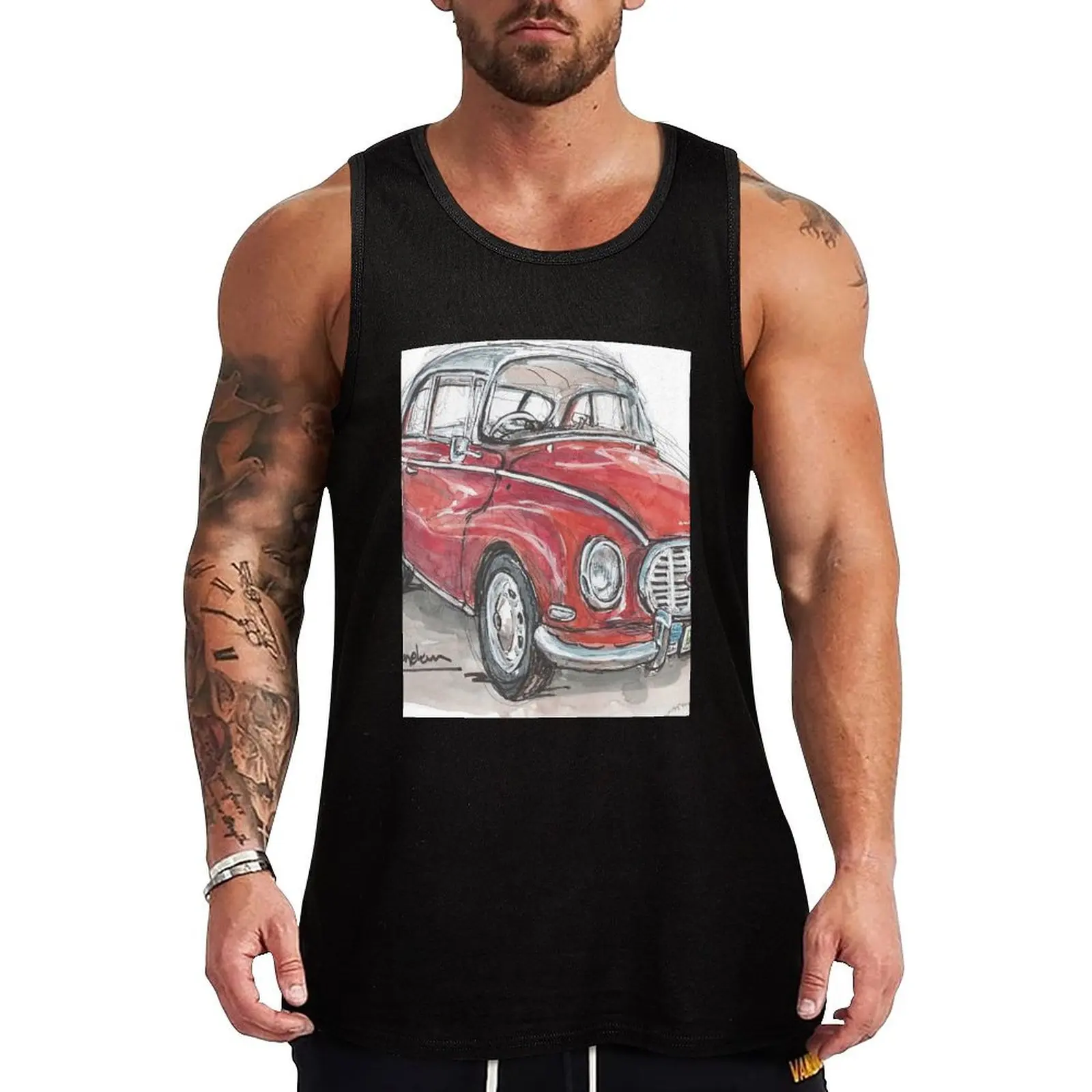 DKW/Auto Union in red Tank Top Camiseta sin mangas con estampado gráfico abstracto y estampado artístico