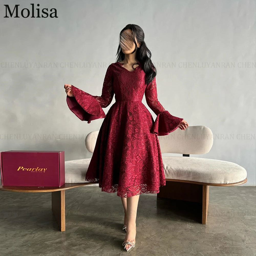 

MOLISA Saudi Arabia Red Short Party Evening Gowns 2025 Customized Lace A-Line Prom Dress Formal Occasion Dress فساتين الحفلات