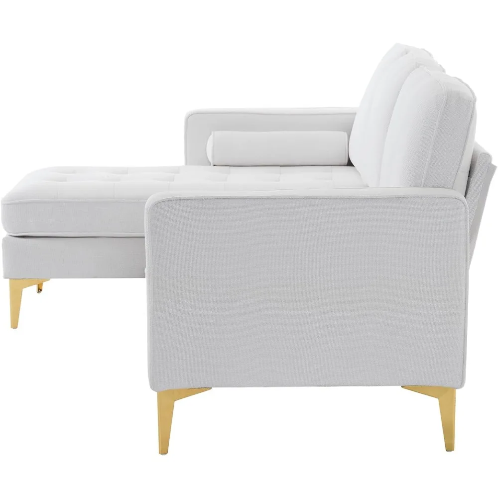 أريكة مقطعية على شكل حرف L من قماش الكتان مع كرسي قابل للعكس لغرفة المعيشة، أريكة على طراز فوتون، وسادة مقعد مزينة بشبكة #6