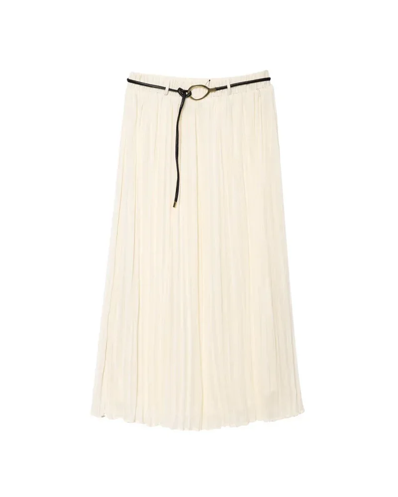 

Women's Skirt New Summer White Pleated Maxi Skirt Belt Decoration Casual and versatile Personality and fashion