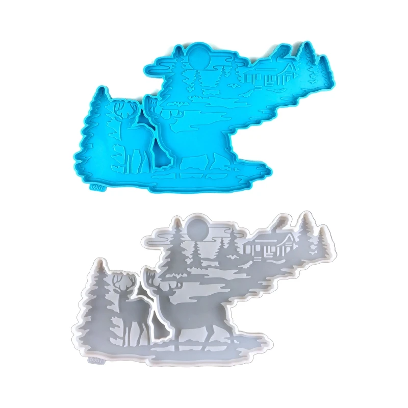 

Christmas Elk Decor Resin Mold DIY Silicone Craft Mold Wall Hanging Decoration Epoxy Mold for Pendant Tray Mat