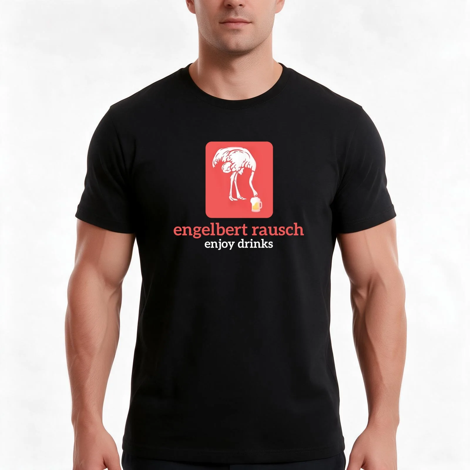 Engelbert Rausch Enjoy Drinks Funny Design T-Shirt, Summer Casual Cotton Tee, Oversized Streetwear Tops, Vintage Graphic Print