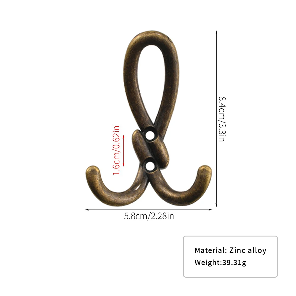 Large Size Zinc Alloy Multi-Purpose Hook for Bathroom Kitchen, Vintage Simple Style Twist Fried Dough Twists Clothes Hook